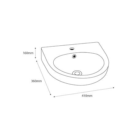 CABANA WALL HUNG WASHBASIN CGB9032-B WHITE H16.50XW36XD41 CM