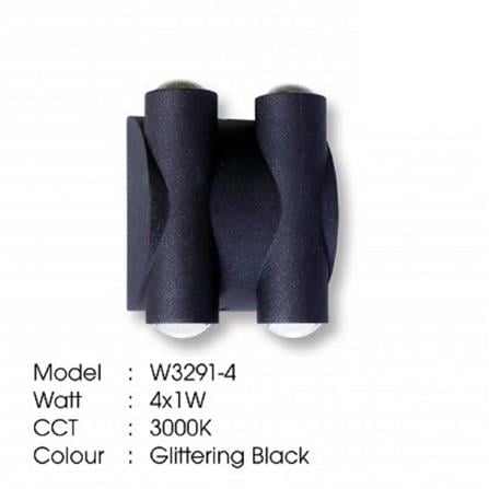 YETPLUS WALL OUTDOOR W3291-4 4X1W WARM WHITE (3000K)