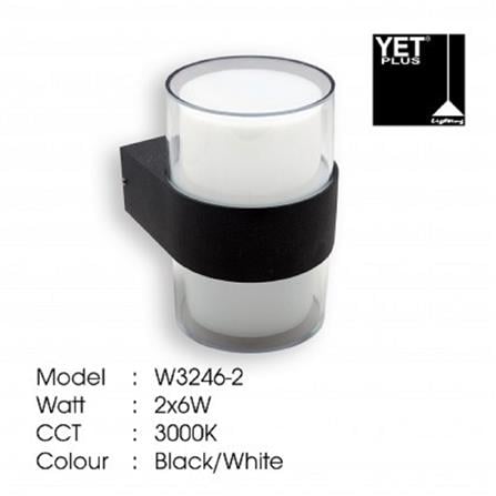 YETPLUS WALL OUTDOOR W3246-2 2X6W WARM WHITE (3000K)