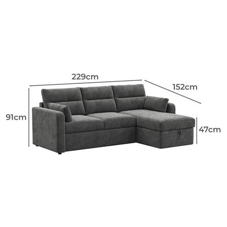 L SHAPE SOFABED FURDINI SP238-2 GREY