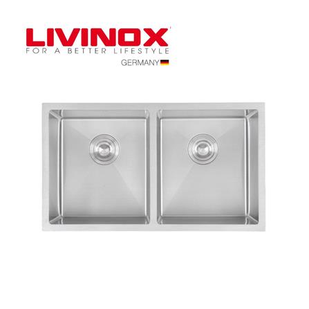 LIVINOX BUILT IN UNDERMOUNT SINK LUS-9647 STAINLESS STEEL 2BOWL 304 96CM