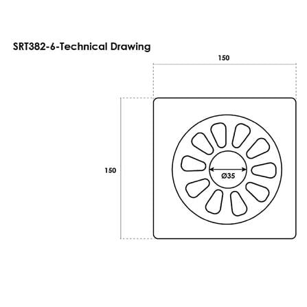 SORENTO SRT382-6 FLOOR TRAP RAIL STAINLESS STEEL SQUARE 150x150MM