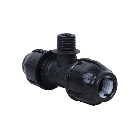 SPRING PE COMPRESSION TEE FITTING 20MMX1/2IN BLACK