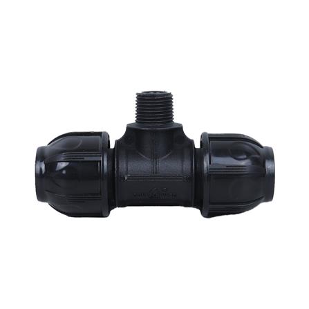SPRING PE COMPRESSION TEE FITTING 20MMX1/2IN BLACK