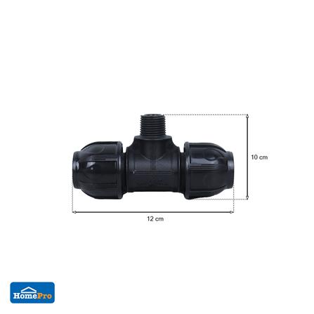 SPRING PE COMPRESSION TEE FITTING 20MMX1/2IN BLACK