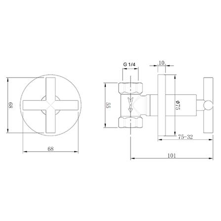 LIVINOX CONCEALED STOP VALVE QUARTER TURN LT-SV010CH CHROME H6.8XW6.8XD12 CM