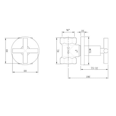 LIVINOX CONCEALED STOP VALVE  1/2" FULL TURN LT-SV010FGM GUN METAL