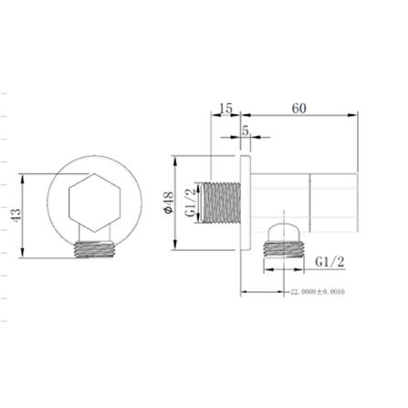 LIVINOX ANGLE STOP VALVE LT-AG05GM HEXAGON SHAPE GUN METAL H4.5XW6XD5CM