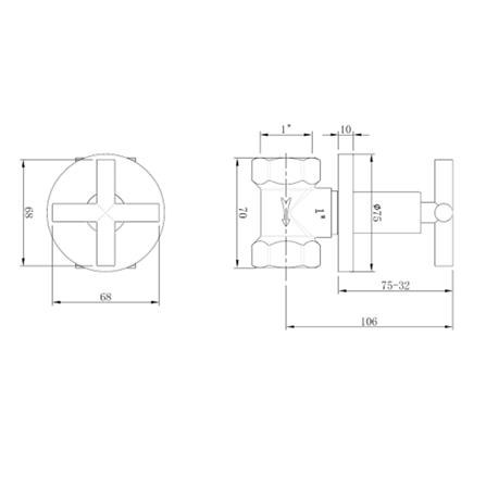 LIVINOX CONCEALED STOP VALVE 1" LT-SV100CH FULL TURN CHROME H7XW6.8XD12.5 CM