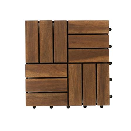 SPRING WOODEN DECK 12 SLATS 30X30CM DARK BROWN