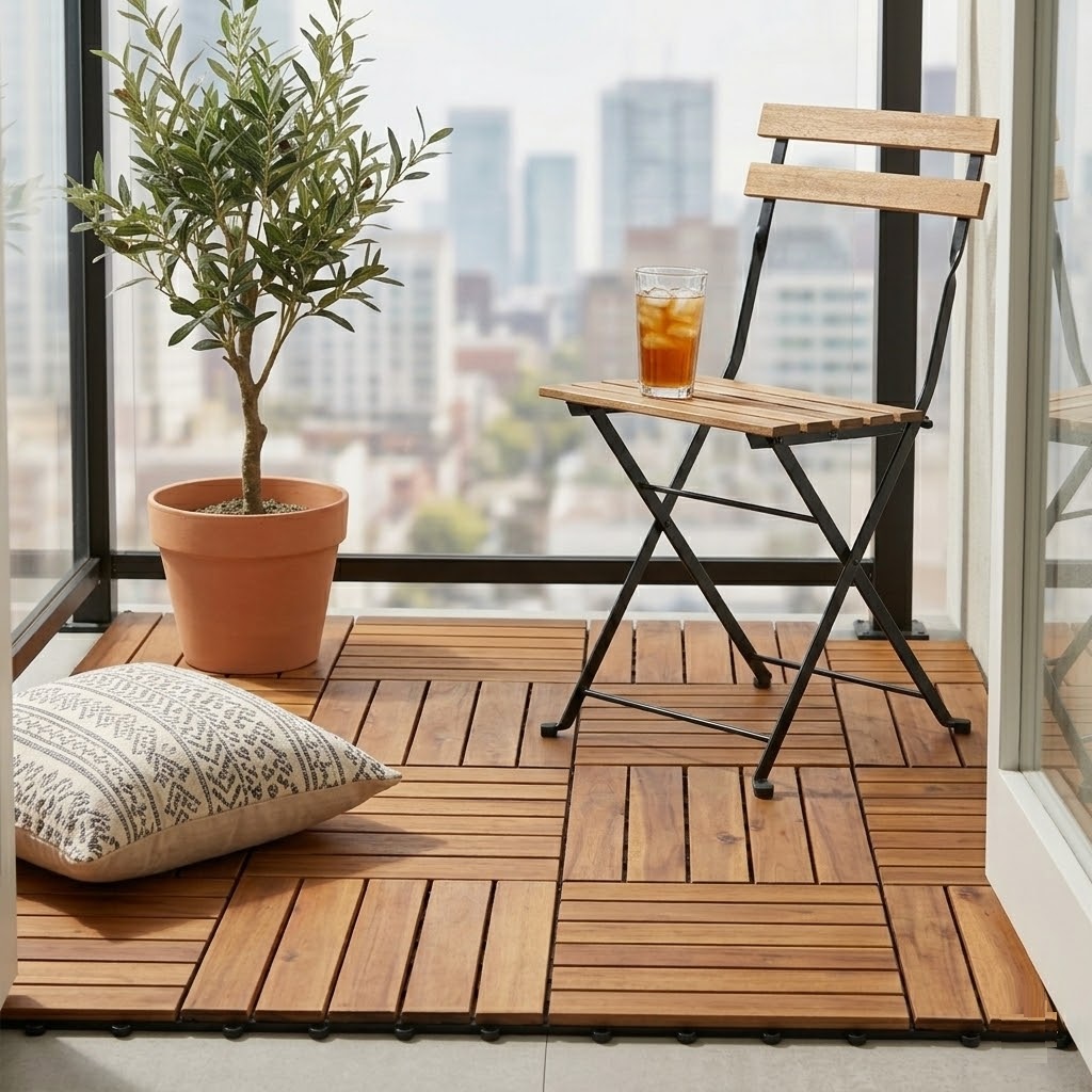 SPRING WOODEN DECK 6 SLATS 30X30CM DARK BROWN