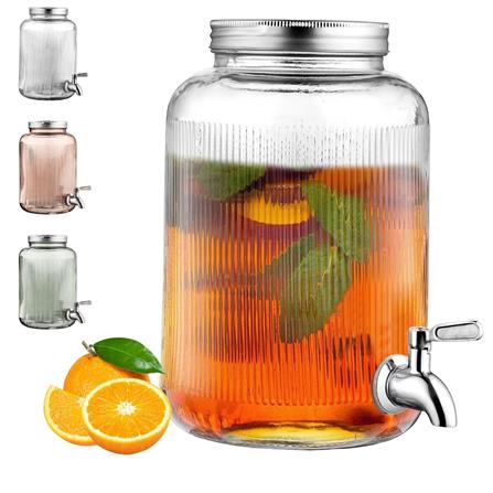 COSSY GLASS WATER DISPENSER 5.8L WITH METAL STAND