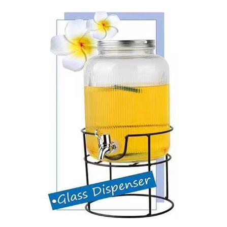 COSSY GLASS WATER DISPENSER 5.8L WITH METAL STAND