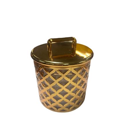 COSSY PLUS  ARYLIC ROUND CANISTER GOLD PLATED