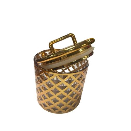 COSSY PLUS  ARYLIC ROUND CANISTER GOLD PLATED