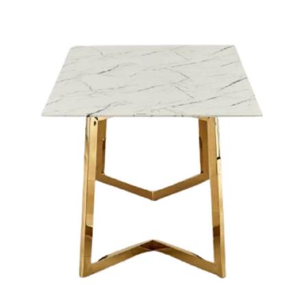 DINING TABL EDWD4844 STONE WHITE GOLD LEG 1.4M