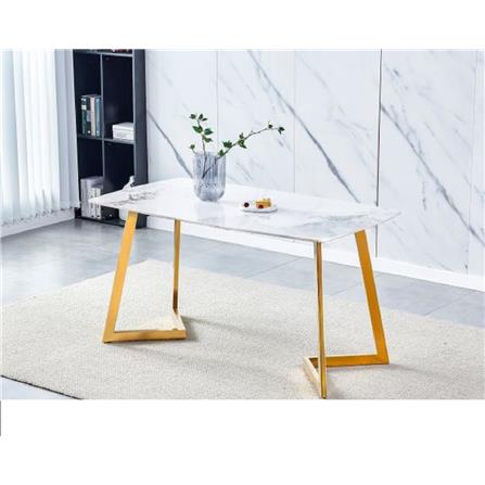 DINING TABL EDWD4844 STONE WHITE GOLD LEG 1.4M