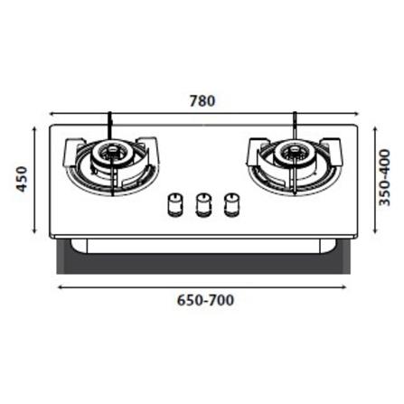 LIVINOX FLEXIBLE GAS HOBLGH-328T 2B-BL 2BURNER 5.2KW 78CM BLACK