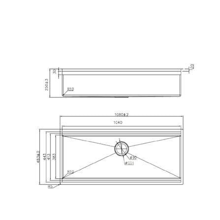 LIVINOX BUILT IN WORK SINK LWS-10848B STAINLESS STEEL 304 1BOWL 108CM GUN METAL
