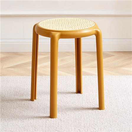 PP RATTAN STOOL ORANGE/BROWN