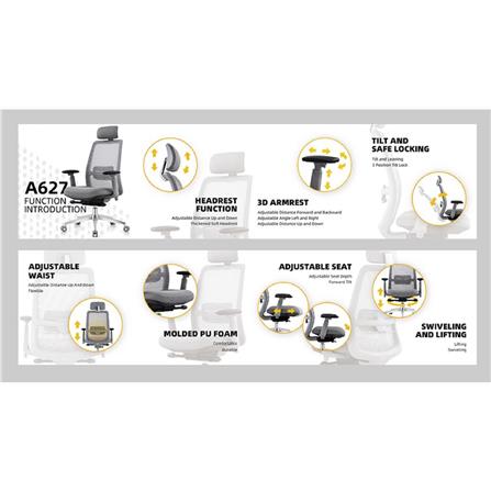 OFFICE CHAIR FURDINI DOMINIC MESH/FABRIC GREY [EXCLUSIVE FROM HOMEPRO THAILAND]