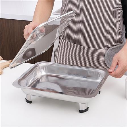 STAINLESS STEEL  FOOD PAN 32CM  WITH GLASS LID 144-GLT-3232