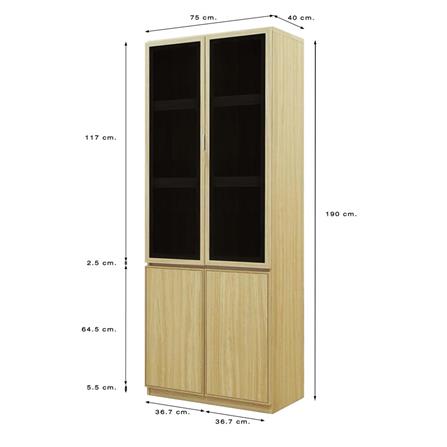 HIGH CABINET BURO REVOLUTION HC75 75CM NATURAL ASH/BLACK GLASS [EXCLUSIVE FROM HOMEPRO THAILAND]