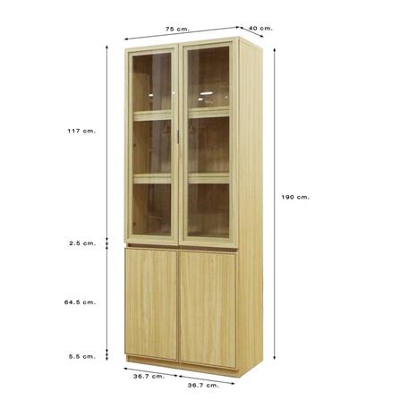 HIGH CABINET BURO REVOLUTION HC75 75CM NATURAL ASH/GLASS [EXCLUSIVE FROM HOMEPRO THAILAND]