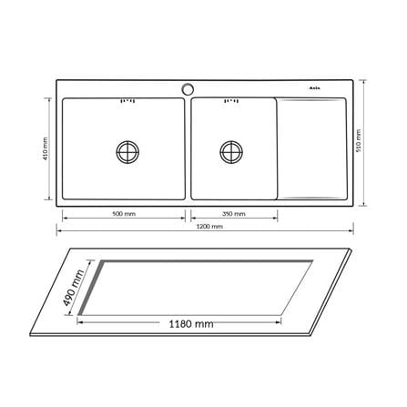 BUILT-IN SINK AXIA TRITON 12051 2B1D SILVER [EXCLUSIVE FROM HOMEPRO THAILAND]
