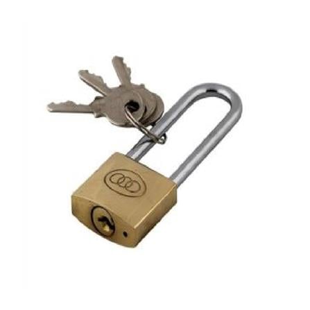 TRI-CIRCLE LONG SHACKLE BRASS PADLOCK 25MM