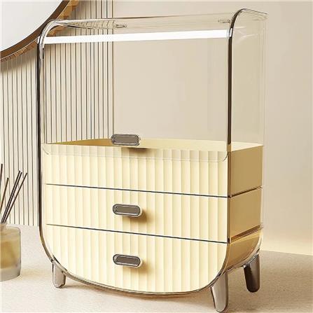 3TIER COSMETIC STORAGE BOX CROSSY+ BEIGE 28.5X19X36CM