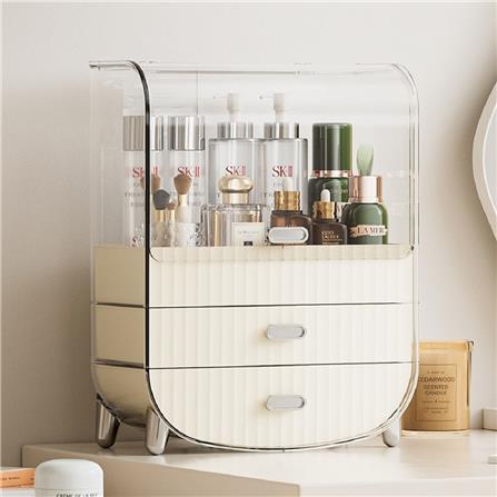 3TIER COSMETIC STORAGE BOX CROSSY+ BEIGE 28.5X19X36CM
