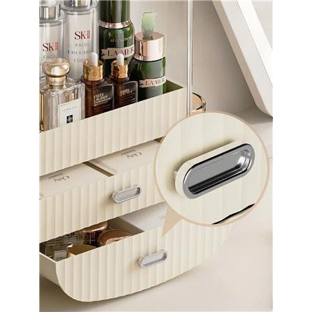 3TIER COSMETIC STORAGE BOX CROSSY+ BEIGE 28.5X19X36CM