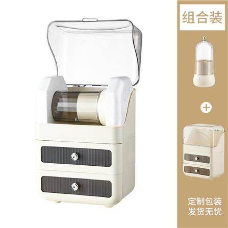 3 TIER CLEAR DRAWER STORAGE BOX + WHITE MAKE UP BRUSH BUCKET  CROSSY + 27X17X39CM