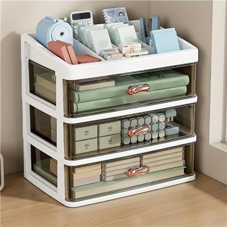 MINI DESKTOP 3 TIER DRAWER CROSSY+ 34X24.5X34CM WHITE
