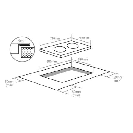 ELBA INDUCTION HOB EIC-Q7092ST(BK) 2BURNER 71CM VULKERA GLASS