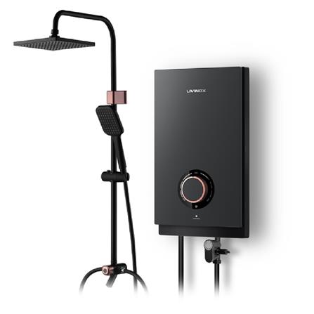 LIVINOX SHOWER HEATER NON PUMP WITH RAIN SHOWER LWH-TS-E-RMB MATT BLACK