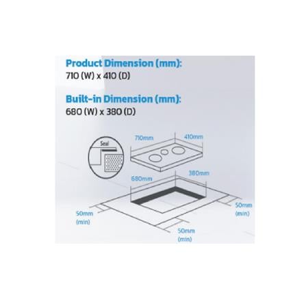 ELBA CERAMIC HOB ECH-Q7033ST(BK) 3ZONES 71CM