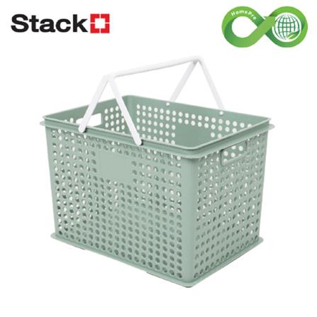 STORAGE BOX WITH HANDLE STACKO SIZE L CIRCULAR PRODUCT GREEN 39.5X27.5X26.5CM