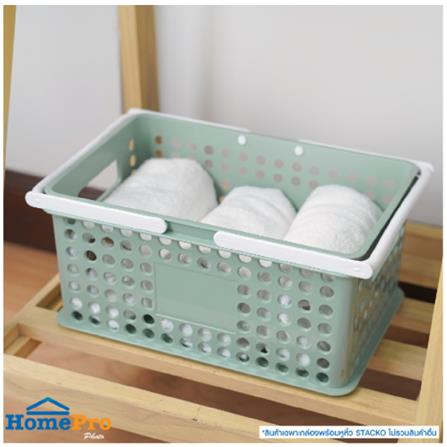 STORAGE BOX WITH HANDLE STACKO SIZE L CIRCULAR PRODUCT GREEN 39.5X27.5X26.5CM