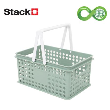 STORAGE BOX WITH HANDLE STACKO SIZE S CIRCULAR PRODUCT GREEN 29.5x18.5x13CM