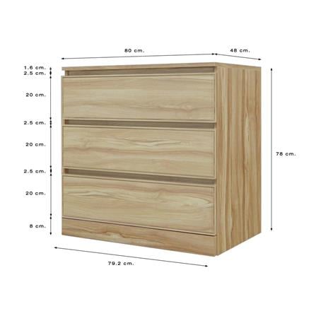 CHEST OF 3 DRAWERS BURO ANTARES LC80 DW AROMA OAK [EXCLUSIVE FROM HOMEPRO THAILAND]