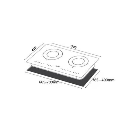 LIVINOX CERAMIC+INDUCTION HOB LEH-5118ICS 2200WATT 73CM