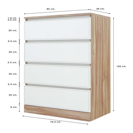 CHEST OF 4 DRAWERS BURO ANTARES LC80 DW AROMA OAK/WHITE [EXCLUSIVE FROM HOMEPRO THAILAND]