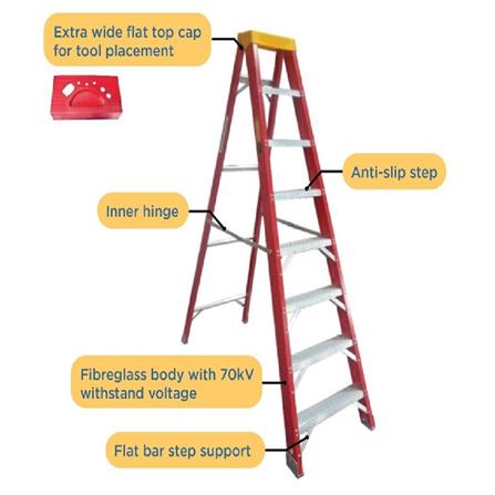 EVERLAST 6" SINGLE SIDED FIBERGLASS LADDER (150kg) (SIRIM)