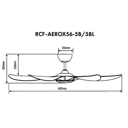 RUBINE CEILING FAN AEROX 5BLADE CHAMPAGNE MATTE WHITE 56INCH