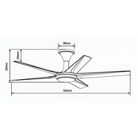 RUBINE CEILING FAN TRAPITO 5BLADE LED MATTE BLACK 56INCH