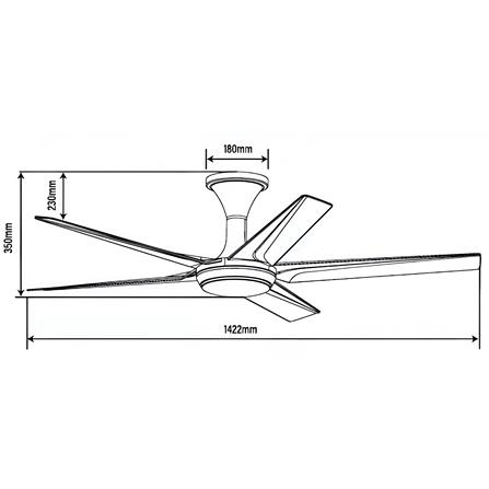 RUBINE CEILING FAN TRAPITO 5BLADE MATTE WHITE 56INCH