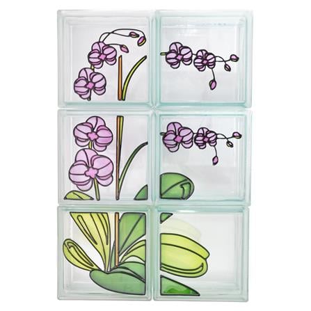 CHANG KAEW GLASS BLOCK 19X19X8CM PHALAENOPSIS PINK SET 6PCS