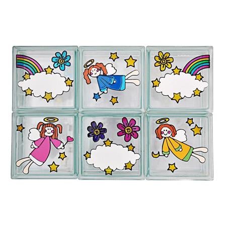 CHANG KAEW GLASS BLOCK 19X19X8CM ANGEL SET 6PCS